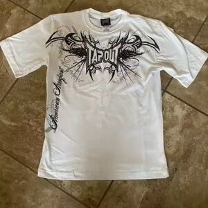 Tapout White Short-Sleeve Graphic Tee with Black Tribal Logo